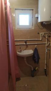 波德戈里察的住宿－Mountine cottage Hajdi Komovi，一间带水槽和窗户的浴室