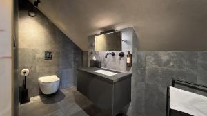 a bathroom with a sink and a toilet at Wilcza For Rest in Karpacz