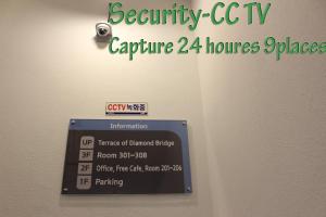 a sign for a security cctv capture homespaces at Bexco Hostel B&B in Busan
