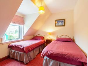 two beds in a small room with a window at 4 Bed in Kinlochewe CA179 in Kinlochewe