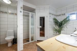 un bagno bianco con un water e un lavandino di Tinden Apartments a Hemsedal Altre 15 foto