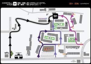 a map of the proposed site of the proposed interchange at Capsule Hotel Constellation 91 in Lviv