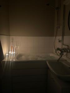 罗瓦涅米Arctic Condo at City Centre的带浴缸和水槽的浴室