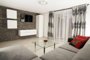 Televízia a/alebo spoločenská miestnosť v ubytovaní Apartament Zacisze Tatr