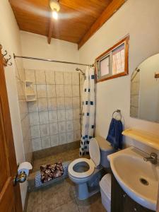 a bathroom with a toilet and a sink at Hostal Casa los Duendes in San Pedro de Atacama