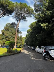 a street with cars parked on the side of the road at Aurelia Deluxe Suites in Rome