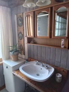 a bathroom with a sink and a mirror at Sentidos Cardinales in Perito Moreno