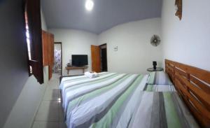 a bedroom with a bed and a tv in it at Casa Villa Mariah - São Miguel dos Milagres - PATACHO, PORTO DE PEDRAS in Pôrto de Pedras