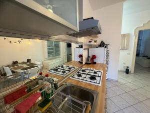 une cuisine avec un évier et une cuisinière four supérieur dans l'établissement Sunny House, à Milan 7 autres photos
