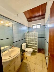 a bathroom with a toilet and a sink at Casa Aloé Vera - Private House w/ free Breakfast in Cidade Velha