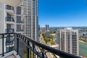 a view from the balcony of a building at Stunning riverview 2BR holiday apt good location in Gold Coast