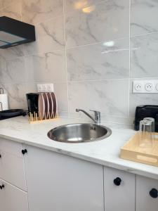 a kitchen with a sink and a counter top at SCI IMMO PARIS PORTE DE CHOISY in Paris
