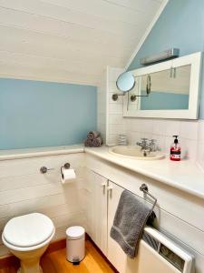 a bathroom with a toilet and a sink at The Cotswolds Lakeside - Kinsale Lodge,Spring Lake in South Cerney