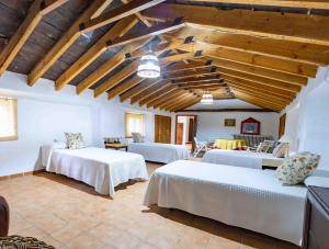 a room with two beds and a living room at Molino de Gris Cazorla in Chilluévar