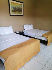 two beds sitting next to each other in a room at Hostal Camu Camu in Iquitos