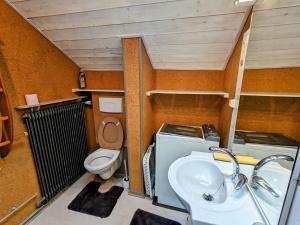 ein Bad mit einem Waschbecken und einem WC in der Unterkunft Gîte Le Syndicat, 2 pièces, 2 personnes - FR-1-589-151 in Le Syndicat