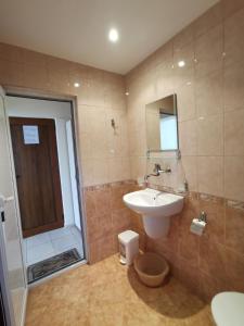 a bathroom with a sink and a shower at Guest House Georgieva Ravda in Ravda