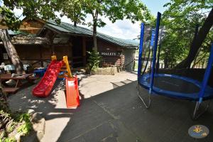a playground with a slide and a swing set at Hotel-EuroPenzión Salaš in Vinné