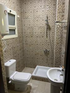 a bathroom with a shower and a toilet and a sink at Room in new Cairo near the airport in Cairo