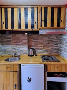 una cucina con lavandino e piano cottura di Aguas Azules a San Carlos de Bariloche