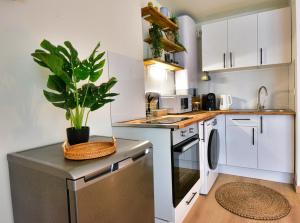 a small kitchen with a sink and a dishwasher at Take your time in Cluses