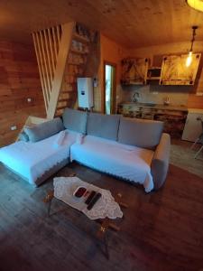 sala de estar con sofá y mesa en Brvnare Kušići, en Ivanjica