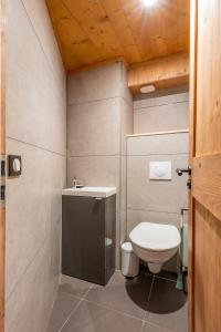a small bathroom with a toilet and a sink at Val Thorens - Cosy Duplex Pied des pistes Silveralp 003 in Val Thorens