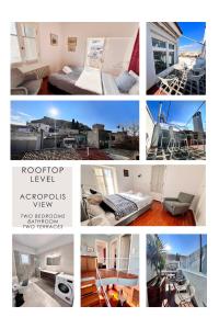 a collage of photos of a hotel room at Athenian Getaway Villa in Plaka with Acropolis View by Athenian Homes in Athens