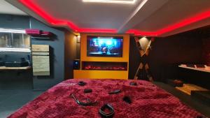TV a/nebo společenská místnost v ubytování LOVEROOM "Des Chaines Les Passions" + 26 fotografií