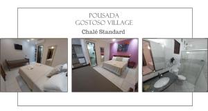 Un collage de cuatro fotografías de una habitación de hotel. en Pousada Gostoso Village, en São Miguel do Gostoso 47 fotos más