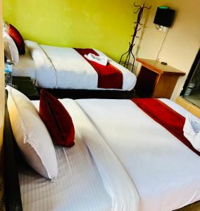 Postel nebo postele na pokoji v ubytování Hotel Donosti Pokhara