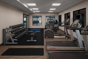 un gimnasio con cintas de correr y máquinas en una habitación en Hampton Inn & Suites Grand Rapids-Airport 28th St en Cascade