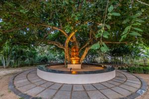 a fountain with a statue in front of a tree at Sterling Puri in Puri +54 photos