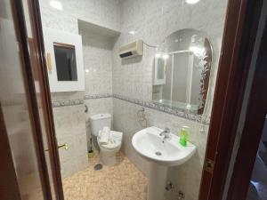 bagno con lavandino, servizi igienici e specchio di Piso compartido Delyrent, Safa a Jaén