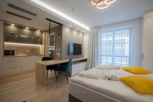 Kuchyň nebo kuchyňský kout v ubytování Szent Orbán Erdei Wellness Hotel és Residence
