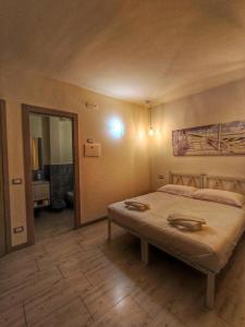 1 dormitorio con 1 cama grande en una habitación en Foresteria Del Borgo Etrusco, en Lonato