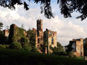 un antiguo castillo en una colina con árboles en Tenuta Castello en Cerrione