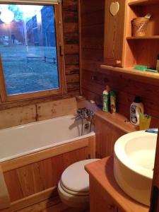 a bathroom with a toilet and a tub and a sink at Haut vue Cervin Matterhorn in Antey-Saint-André