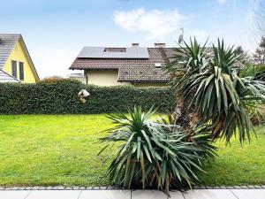 two palm trees in front of a house at Haus Loser in Wasserburg