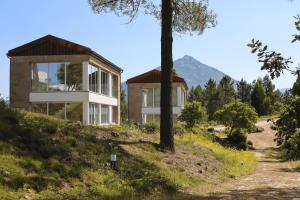 una casa in cima a una collina con un albero di Agua Hotels Mondim de Basto a Mondim de Basto