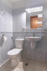 La salle de bains est pourvue de toilettes et d'un lavabo. dans l'établissement Fantazja, à Szklarska Poręba