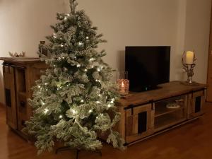 choinkę świąteczną w salonie z telewizorem w obiekcie Alpin Resort Kaprun Top 6 w Kaprunie +34 zdjęcia