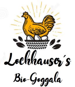 Ein Huhn sitzt in einem Nest mit den Worten Big Gospa in der Unterkunft Landhaus St. Hubertus in Kaunertal