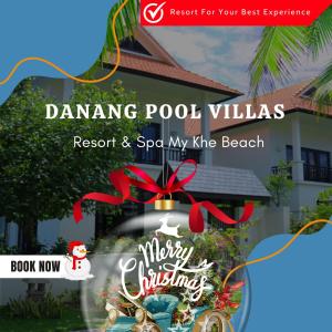 um panfleto para um resort de villas com piscina natalícia e spa na minha praia de Nike em Da Nang Paradise Center My Khe Beach Resort & Spa em Da Nang