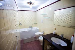 W łazience znajduje się umywalka, toaleta i prysznic. w obiekcie Hause Naty spaccanapoli w mieście Napoli