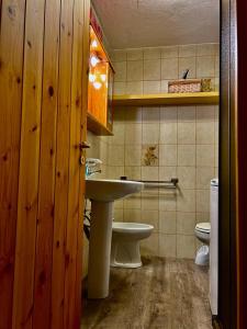 a bathroom with a sink and a toilet at Casa del Lago in Valtournenche
