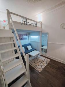 a room with a bunk bed and a ladder at appartement parc des expositions/tour eiffel in Paris