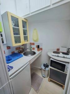 a small kitchen with a sink and a stove at appartement parc des expositions/tour eiffel in Paris