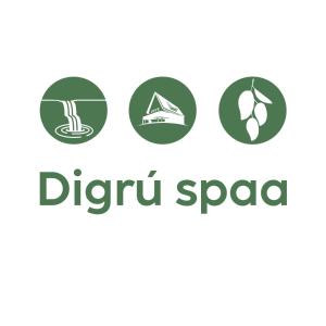 un groupe de logos circulaires avec le texte diy spaq dans l'établissement Digrú Spaa, 