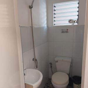 a small bathroom with a toilet and a sink at Avila's Horizon Dive Resort Malapascua in Malapascua Island